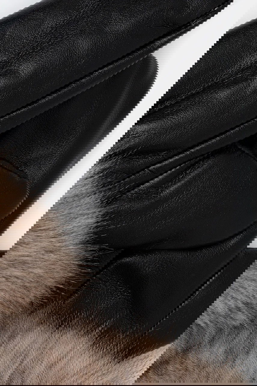 Rukavice STAND STUDIO Jane Leather Mittens with Faux Fur Cuffs Čierna | 66564.9398, 1