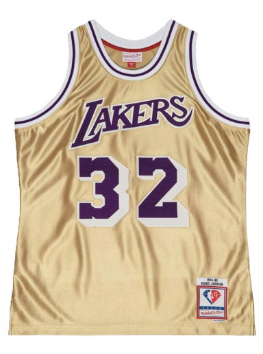 Dres Mitchell & Ness Los Angeles Lakers Magic Johnson 75th Gold Swingman Jersey Metalická | SMJY4398-LAL84EJHGOLD