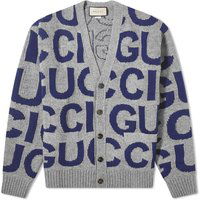 Sveter Gucci Intarsia Logo Knit Cardigan Šedá | 771707-XKDLV-1140, 1