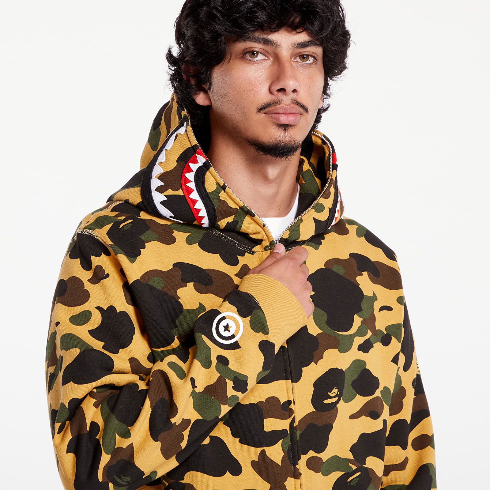 A BATHING APE 1St Camo 2Nd Shark Full Zip Hoodie Yellow