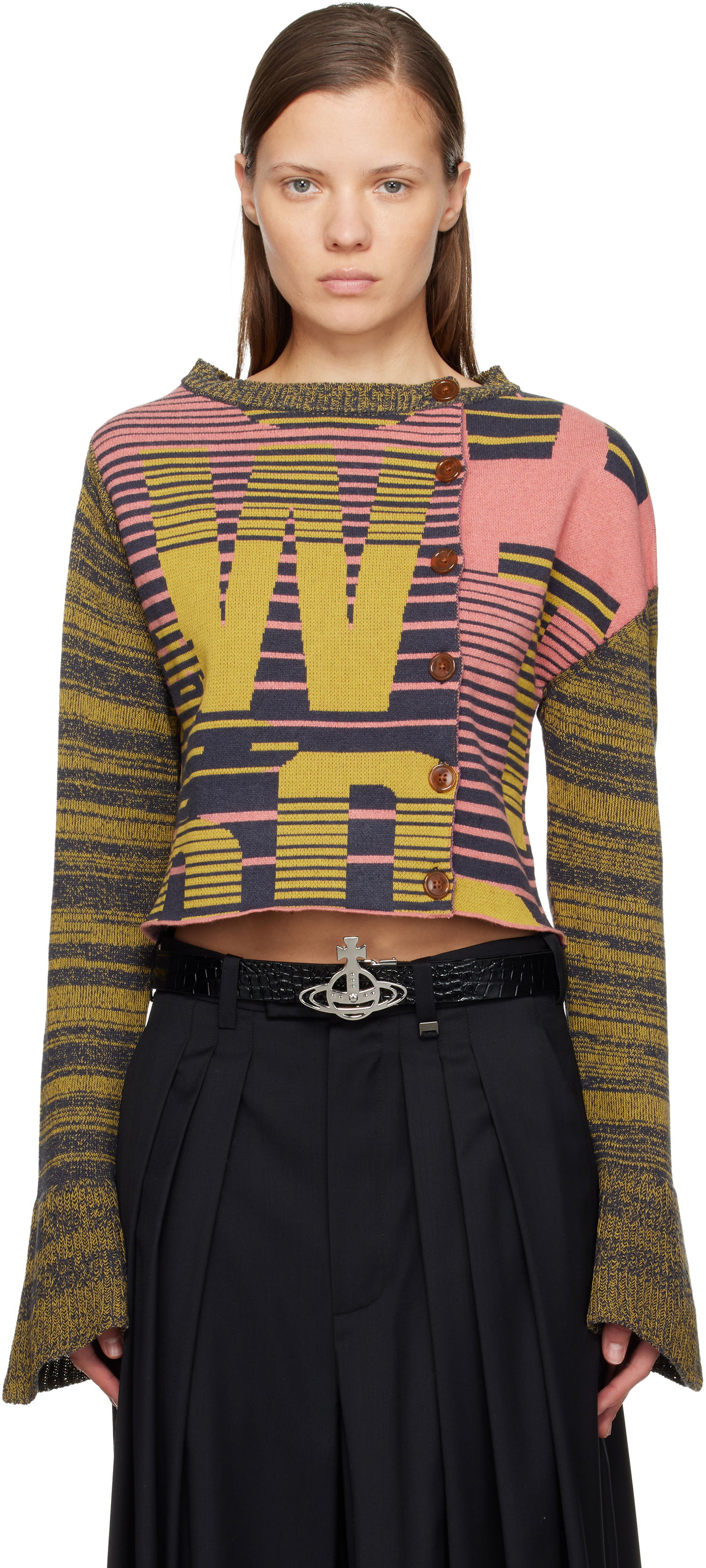 Sveter Vivienne Westwood Vivienne Westwood Bruno Cropped Patterned Knit Cardigan Rôznofarebný | 1803006X-Y0043-, 0