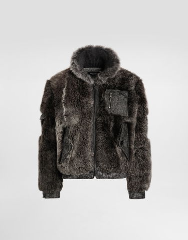 Bomber bunda Dolce & Gabbana Single-breasted Shearling Coat Šedá | G9BUULGJ849M0672, 0