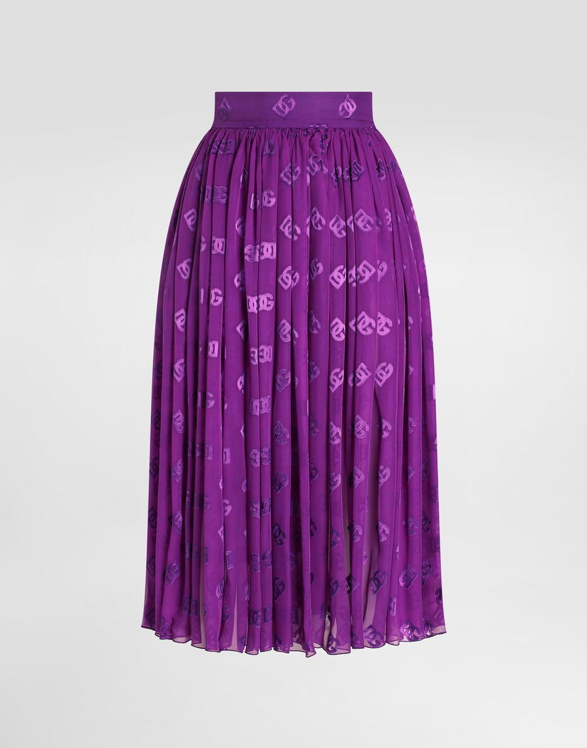 Sukňa Dolce & Gabbana Dolce & Gabbana Devoré Satin Jacquard Pleated Midi Skirt Fialová | F4CJATFJTBRF0571