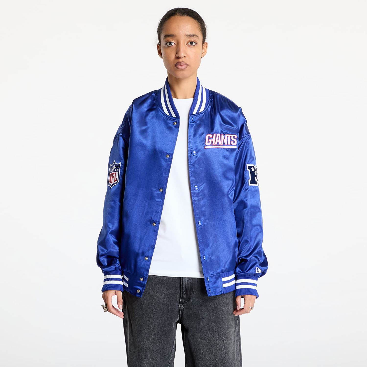 Bomber bunda New Era Satin Bomber Jacket Modrá | 60580615, 1