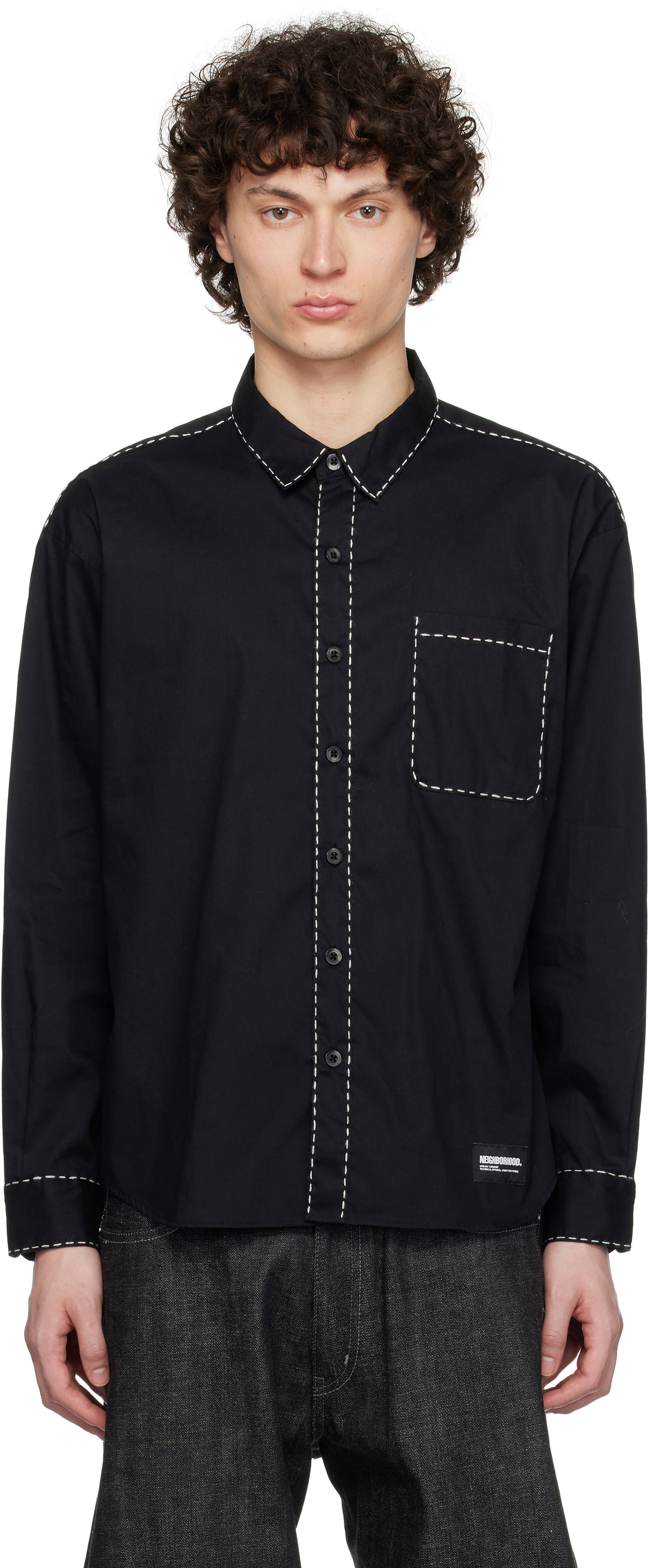 Košeľa Neighborhood Neighborhood Hand Stitching Long Sleeve Shirt Čierna | 251AQNH-SHM08, 0