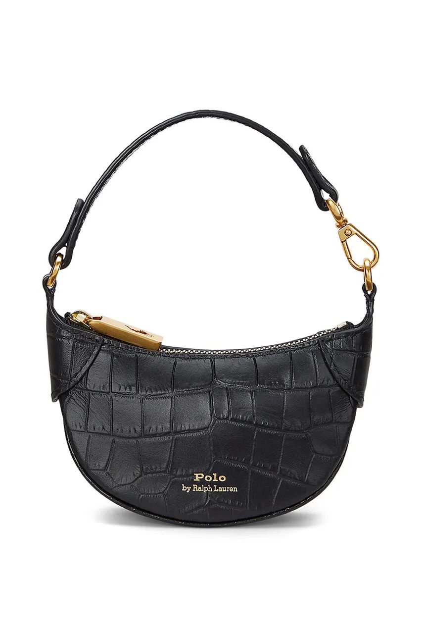 Kabelka Polo by Ralph Lauren Croc-Embossed Leather Shoulder Bag Čierna | 427952660, 0