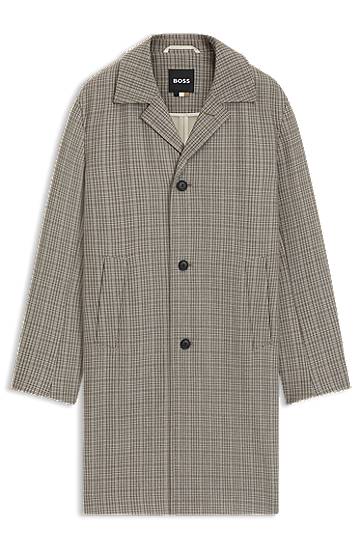 Kabáty BOSS BOSS Classic-Fit Check Coat Béžová | 50546039