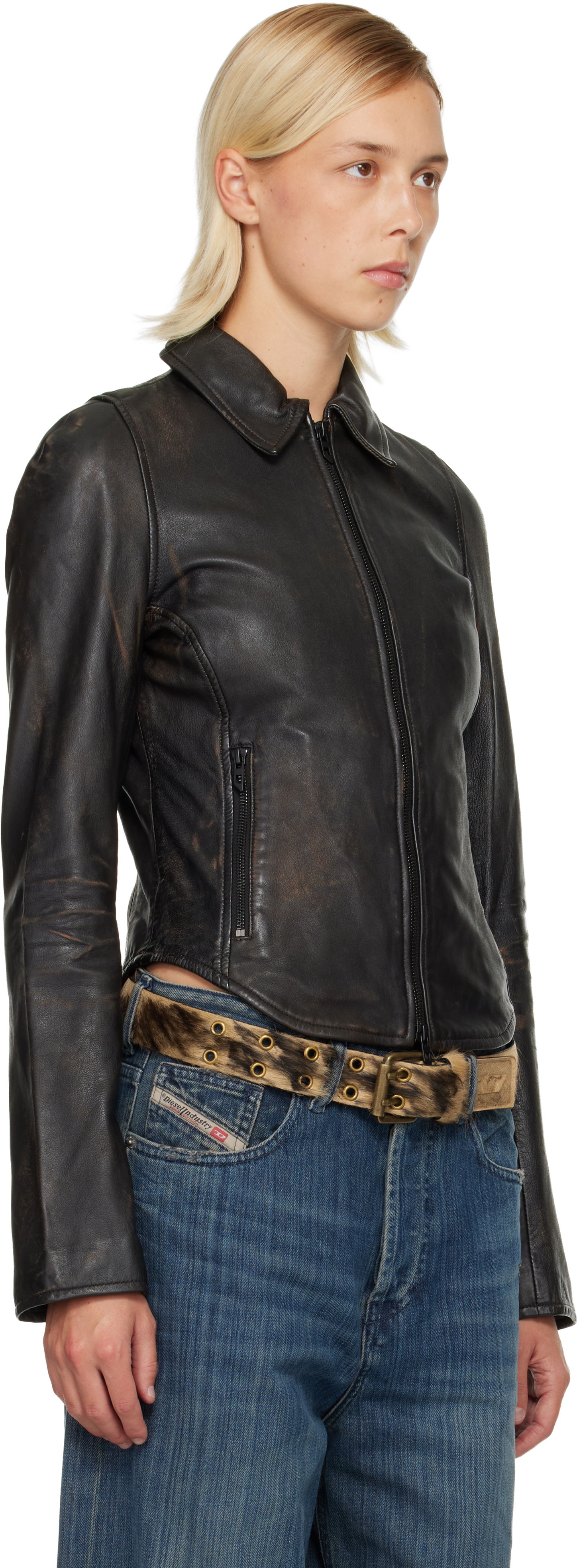 Bunda Diesel L-Egrad Distressed Leather Jacket Čierna | A19596 0ILBS, 1