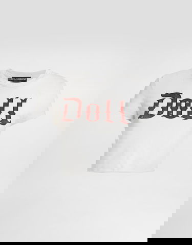 Crop Top Dolce & Gabbana Dolce & Gabbana Doll Print Cropped Jersey T-Shirt Biela | F8V95TGDDGSS9000, 0