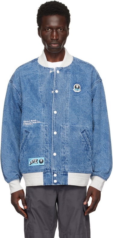 Bomber bunda AAPE by A Bathing Ape AAPE by A Bathing Ape Lightweight Denim Bomber Jacket Modrá | AAPLJM7673XXNBLL, 0