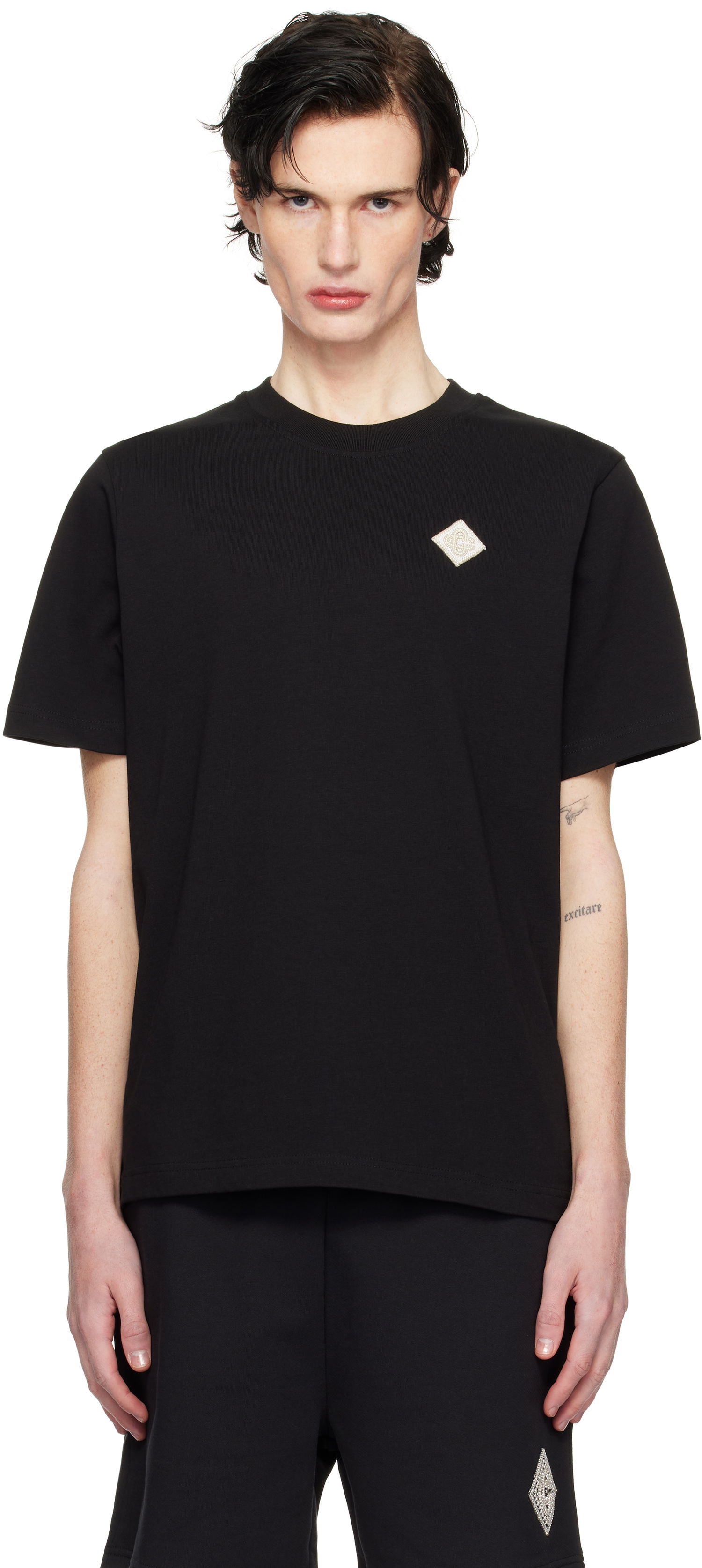 Tričko Casablanca Pearl Diamond Patch T-Shirt Čierna | MPS25-JTS-001-10, 0