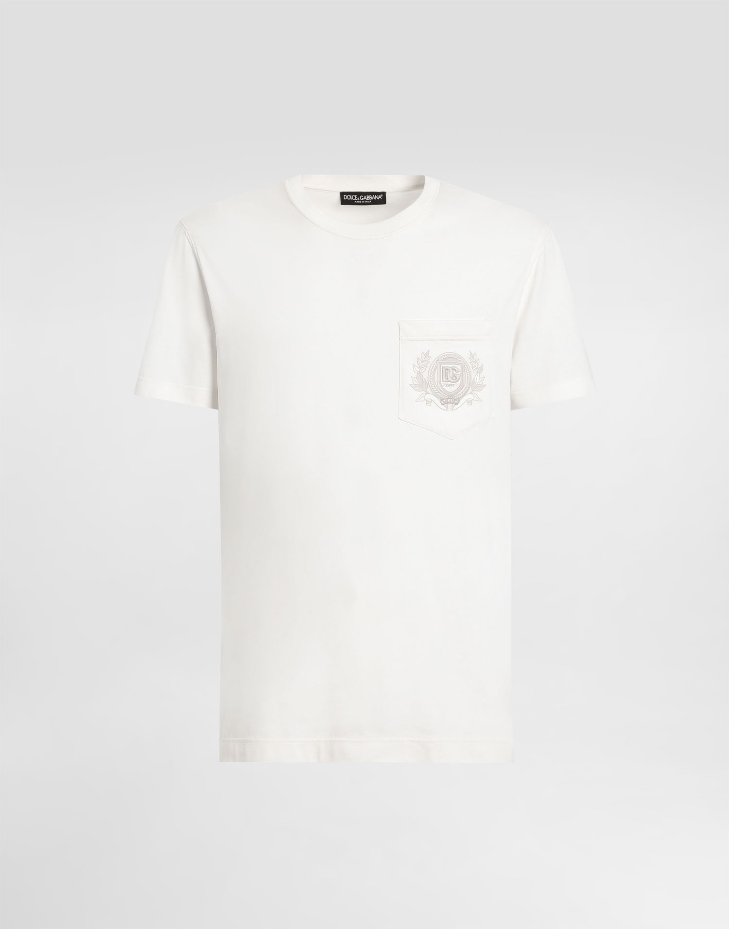 Tričko Dolce & Gabbana Dolce & Gabbana Cotton T-Shirt with Embroidered Logo Biela | G8RA2ZG7O2GA4567, 0