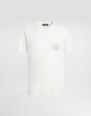 Tričko Dolce & Gabbana Dolce & Gabbana Cotton T-Shirt with Embroidered Logo Biela | G8RA2ZG7O2GA4567, 0