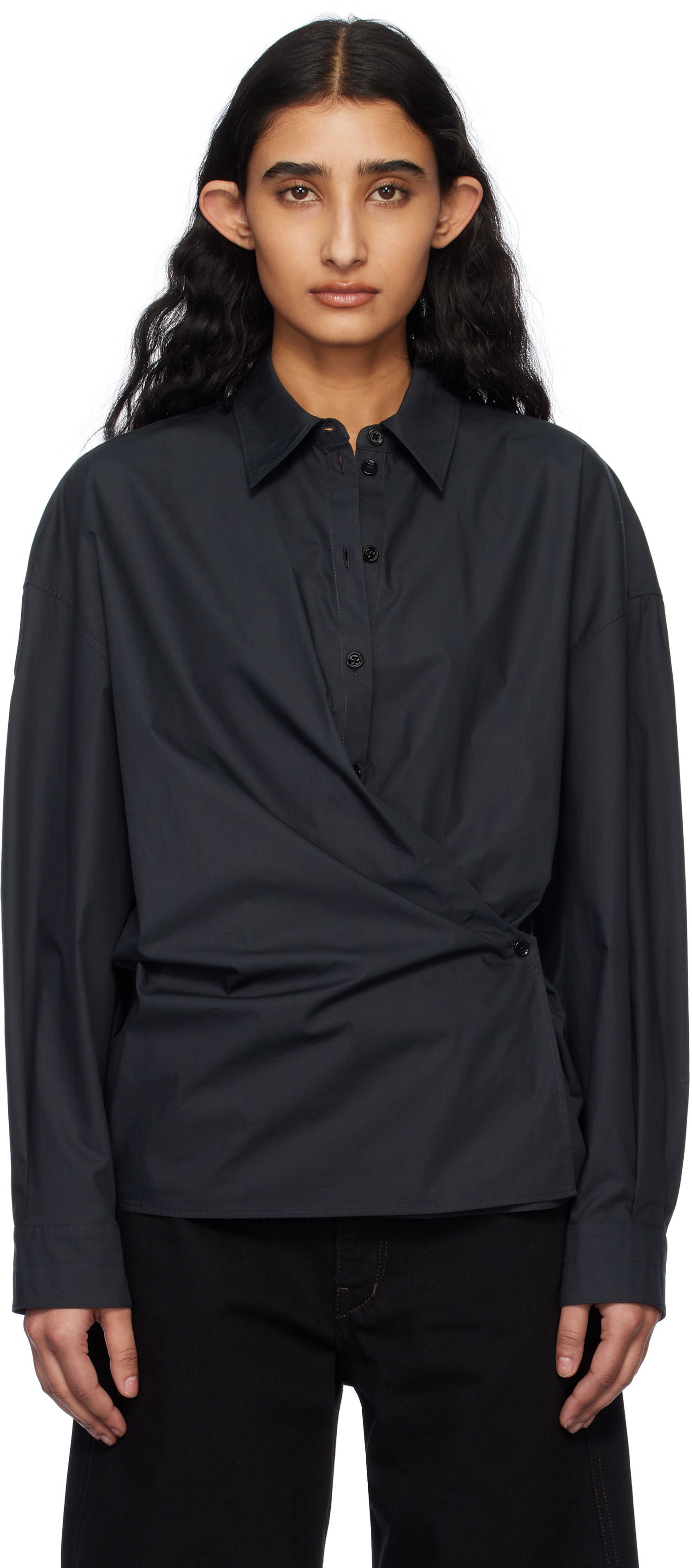 Košeľa LEMAIRE Lemaire Straight Collar Twisted Shirt Navy | SH1141 LF588, 0
