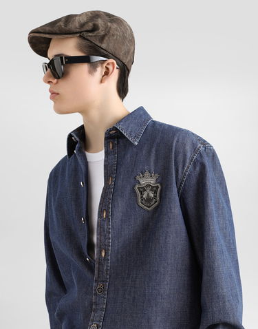 Košeľa Dolce & Gabbana Denim Shirt With Embroidered Patch Navy | G5MO2ZG8MF5S9001, 3
