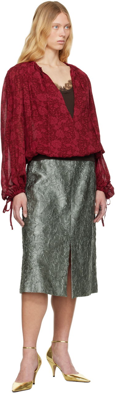 Košeľa Dries Van Noten Dries Van Noten Floral Print Tie Neck Blouse Červená | 251-010711-1011, 3