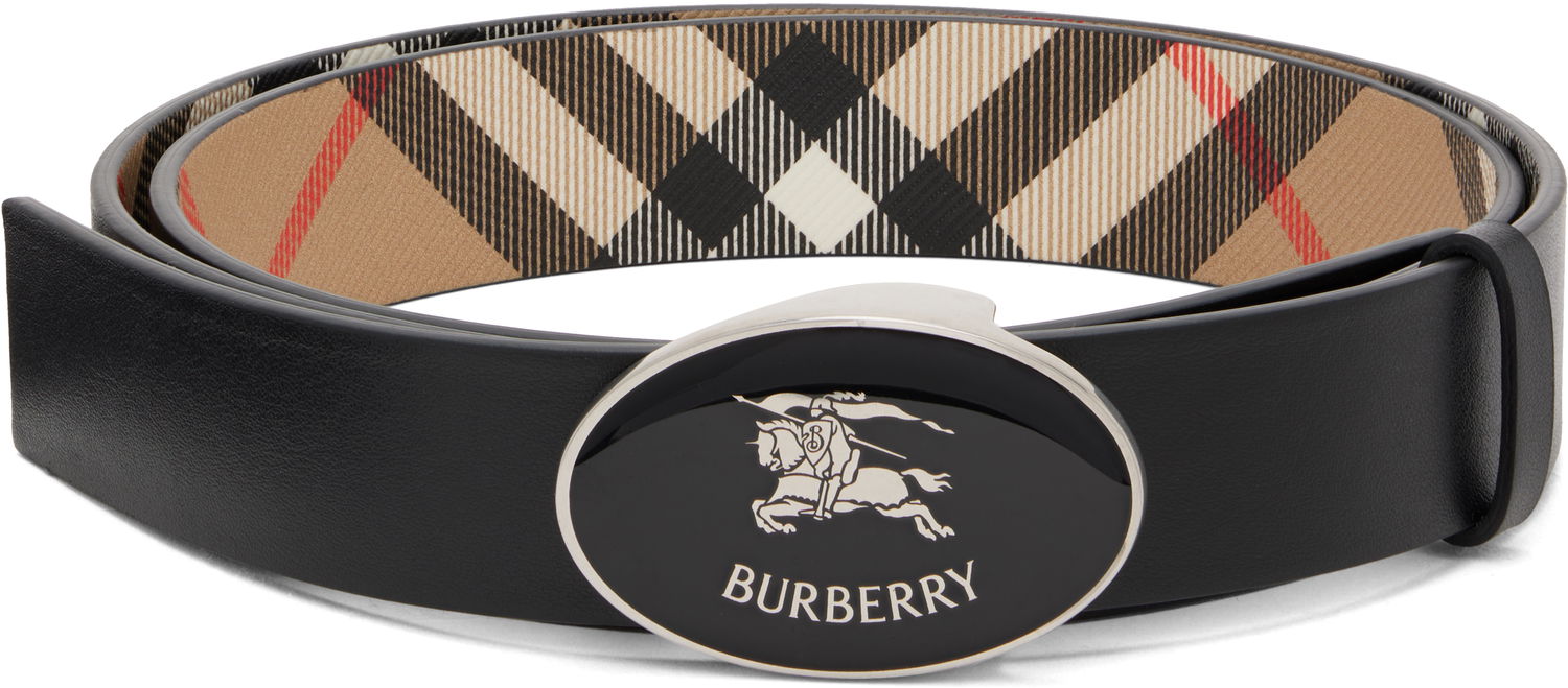 Opasok Burberry Reversible Check Oval Knight Stamp Belt by Burberry Čierna | 8112214, 0