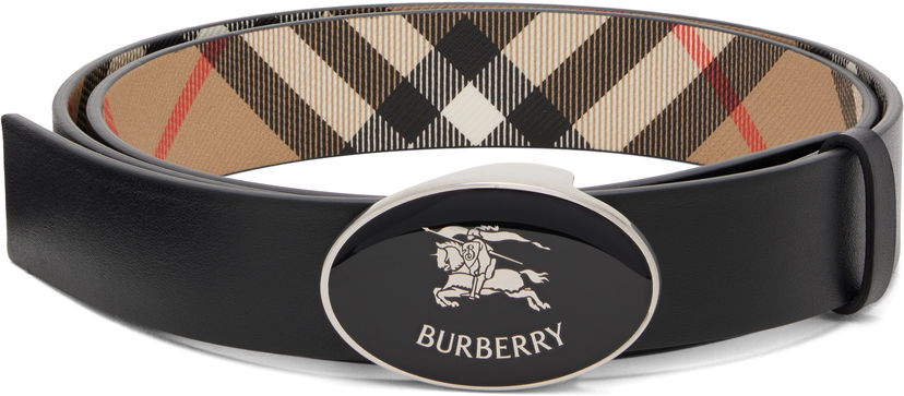 Opasok Burberry Reversible Check Oval Knight Stamp Belt by Burberry Čierna | 8112214