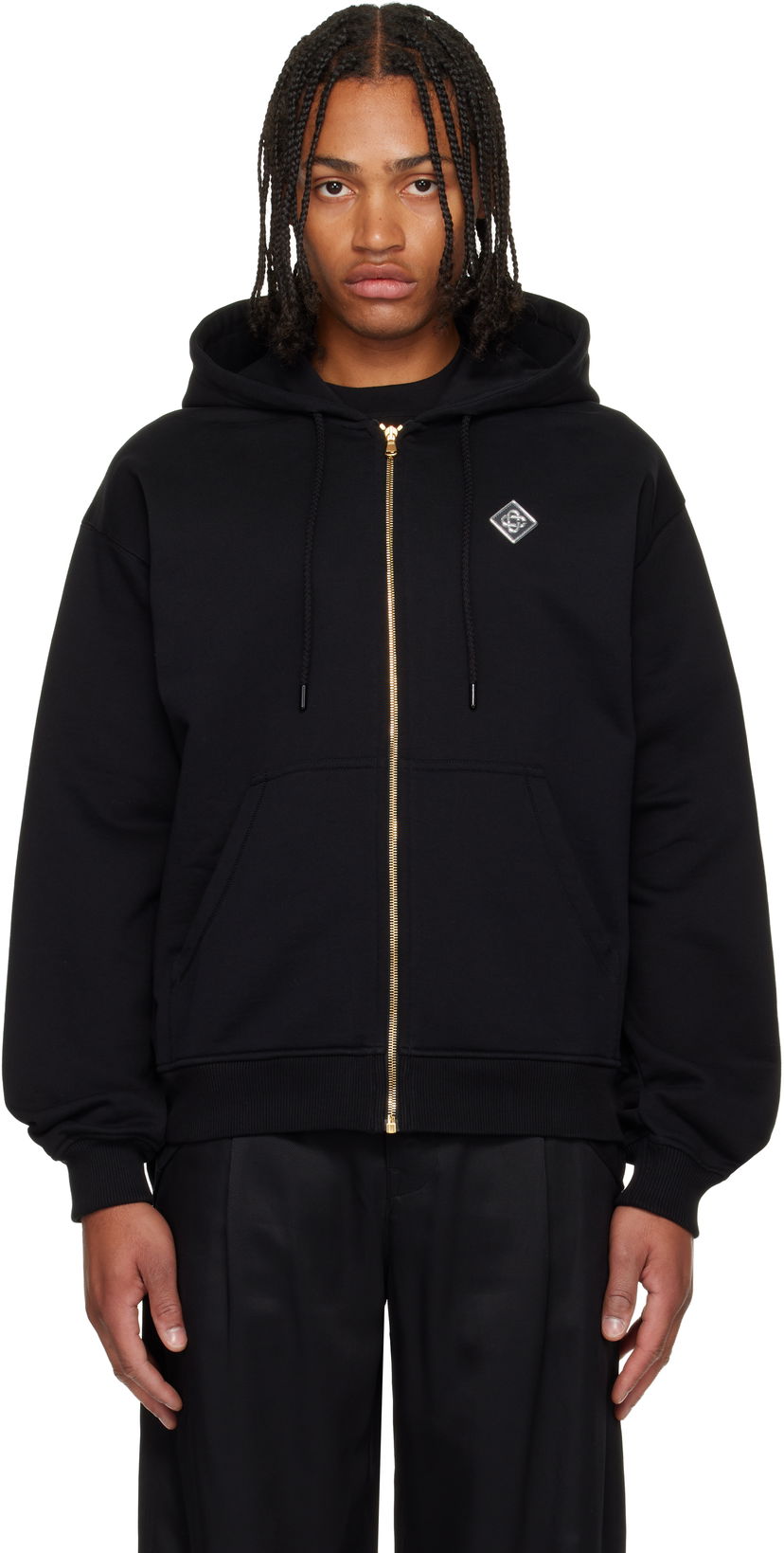Mikina Casablanca 'Casa' Chrome Full Zip Hoodie Čierna | M-AW25-JTP-408-02
