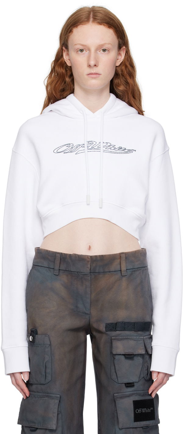 Mikina Off-White White Bling Baseball Hoodie Biela | OWBB020S23JER0010110, 0