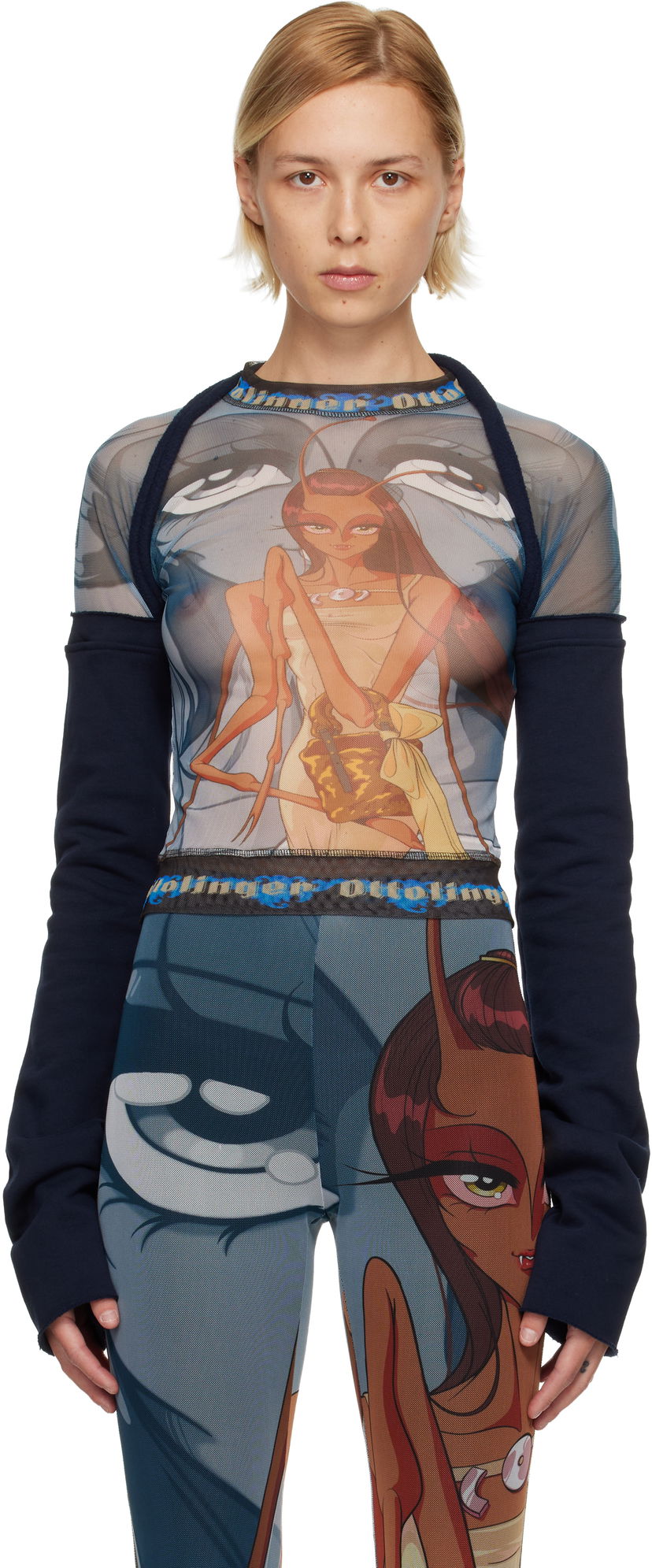 Tričko Ottolinger Ottolinger Graphic Mesh Hybrid Longsleeve T-shirt Rôznofarebný | 101-107009-01