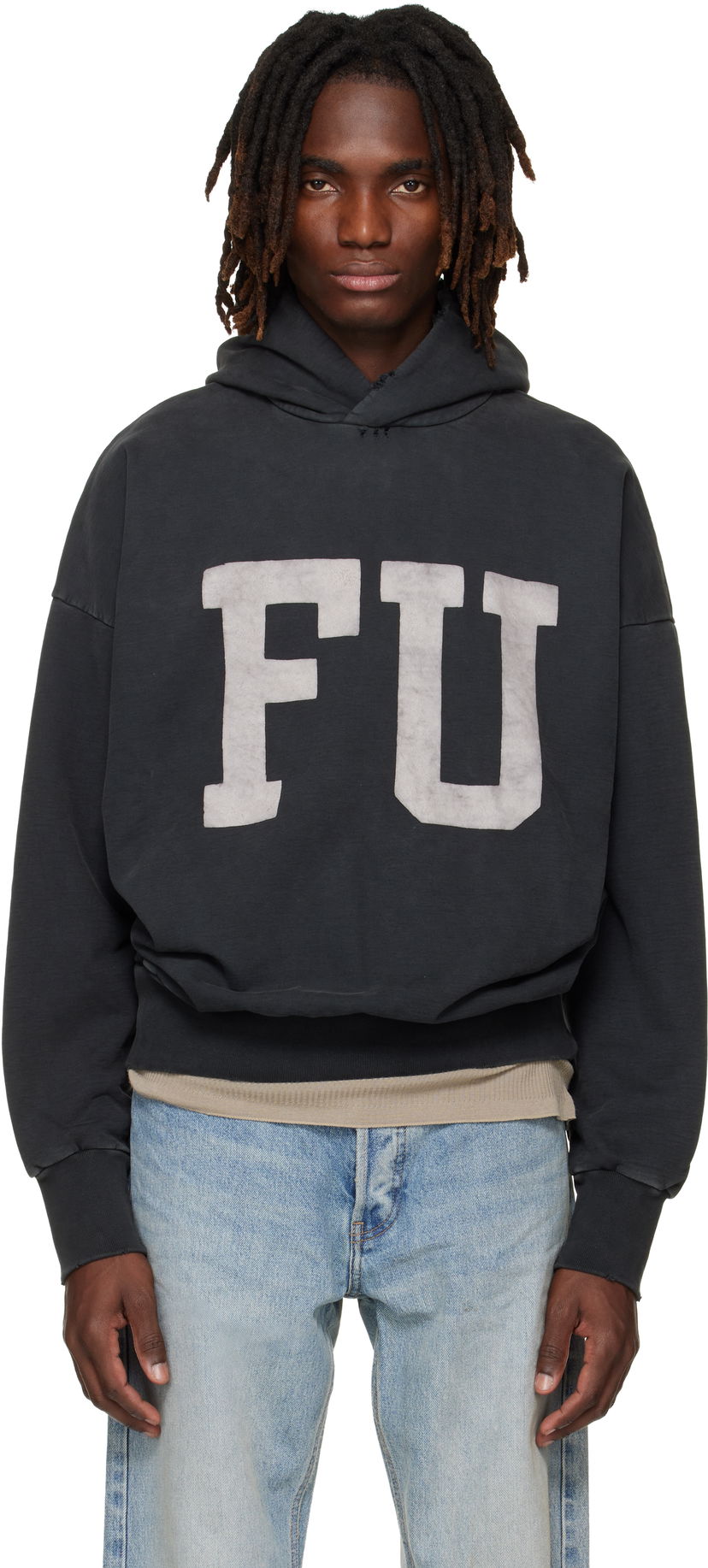 Mikina Fear of God Oversized Distressed 'Qualified' Hoodie Čierna | FG25FW12-12104BHF-001