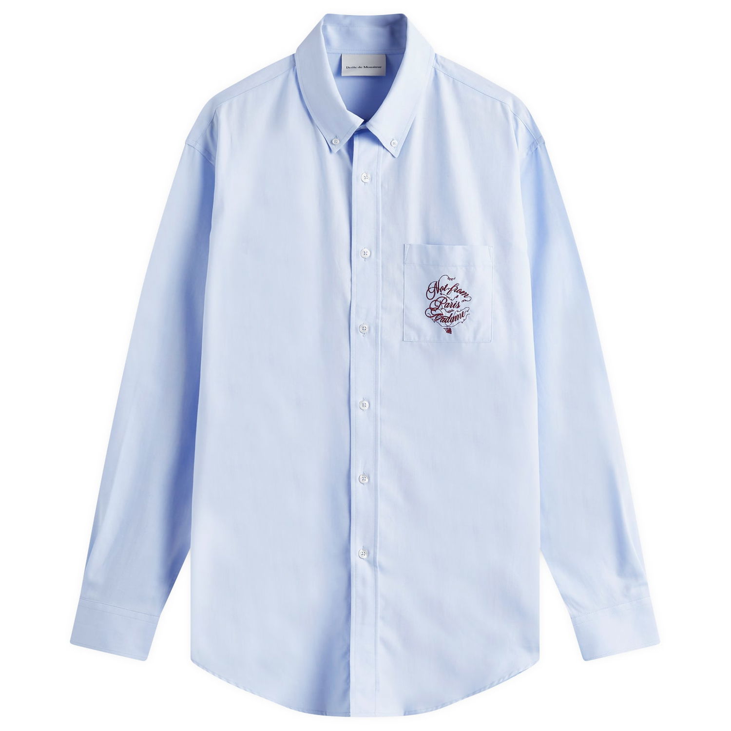 Košeľa Drôle de Monsieur Logo Oxford Shirt, Size Large Modrá | F-SH199-CO116-LBE, 0