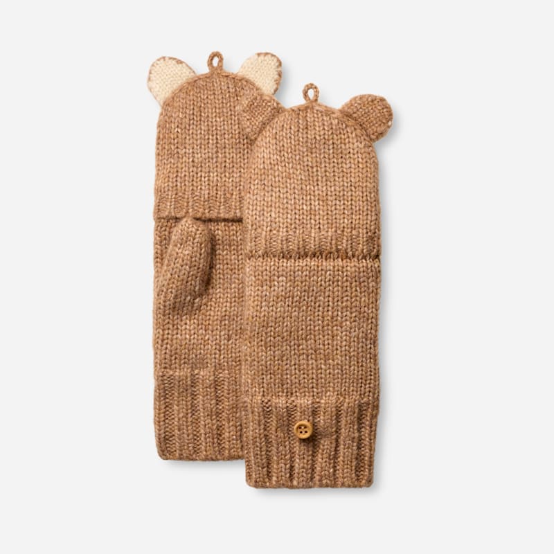 Rukavice UGG UGG® Kids' Bear Knit Mittens Hnedá | 103095-CAM