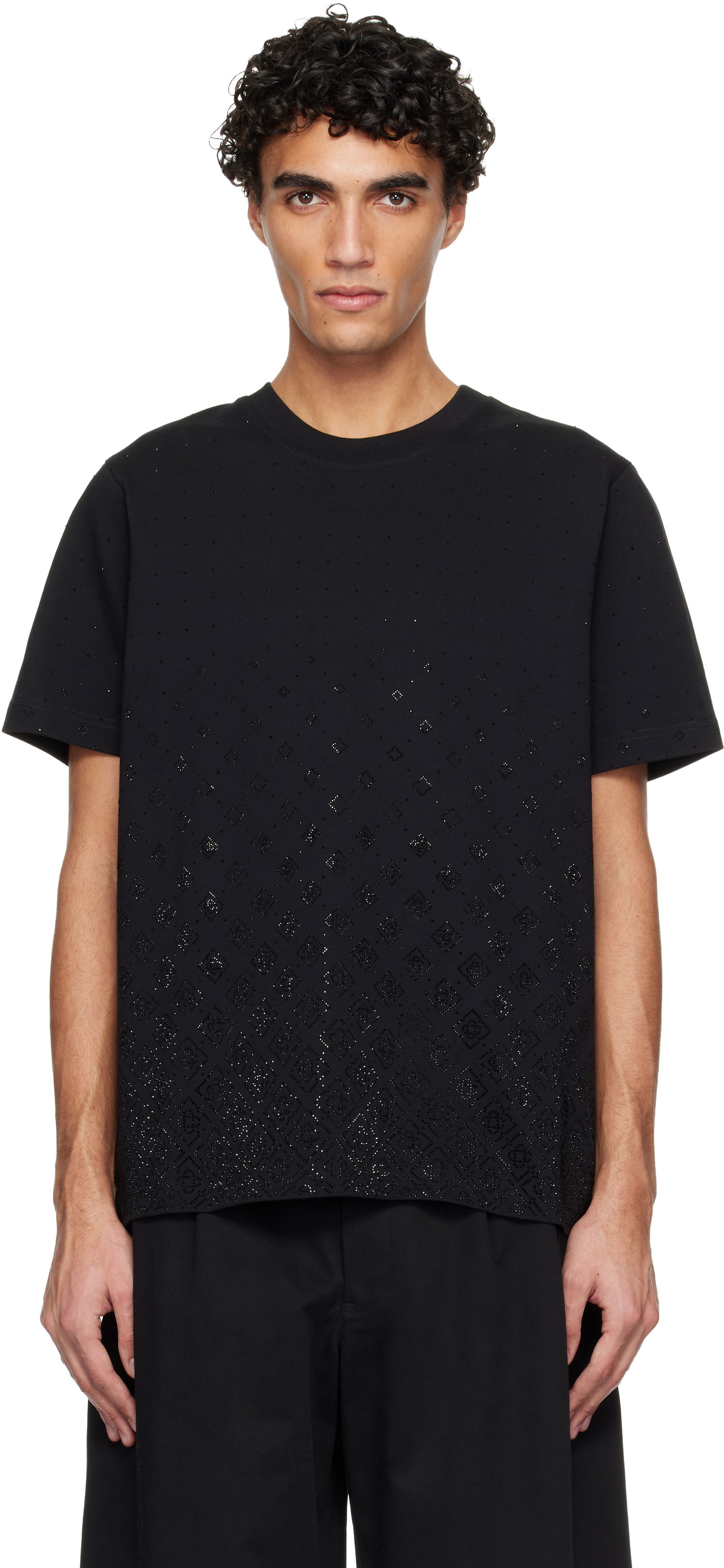 Tričko Casablanca Casablanca Crystal Monogram Logo Short Sleeve T-shirt Čierna | M-SP26-JTS-001-10, 0