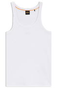 Ribbed stretch-cotton tank top with logo embroidery