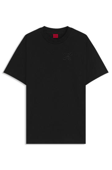 Tričko BOSS Relaxed-Fit Cotton Jersey T-Shirt with Embroidered Monogram Čierna | 50550901