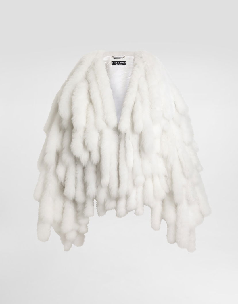 Kabáty Dolce & Gabbana Dolce & Gabbana Shaggy Alpaca Coat Biela | F0W8QFFUPZHW0001
