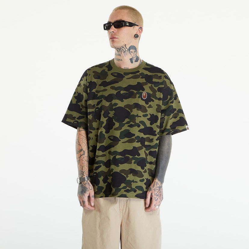 Tričko BAPE A BATHING APE 1St Camo One Point Tee リラックス Green Zelené | 001CSK301006M GRN