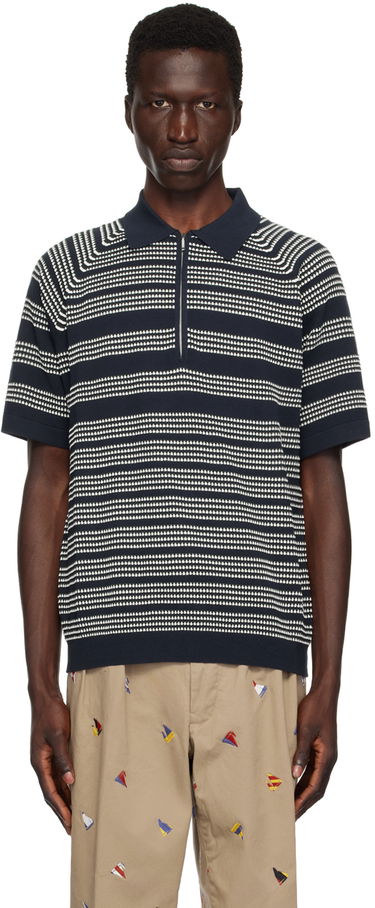 Polo tričko BEAMS Beams Plus Jacquard Polo Navy | 3802-0037-156, 0