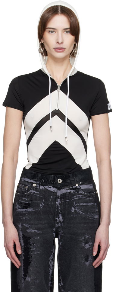 Tričko Jean Paul Gaultier Jean Paul Gaultier 'The Chevrons' Short Sleeve Hoodie Čierna | 25/33-F-TS109P-J084-0001, 0