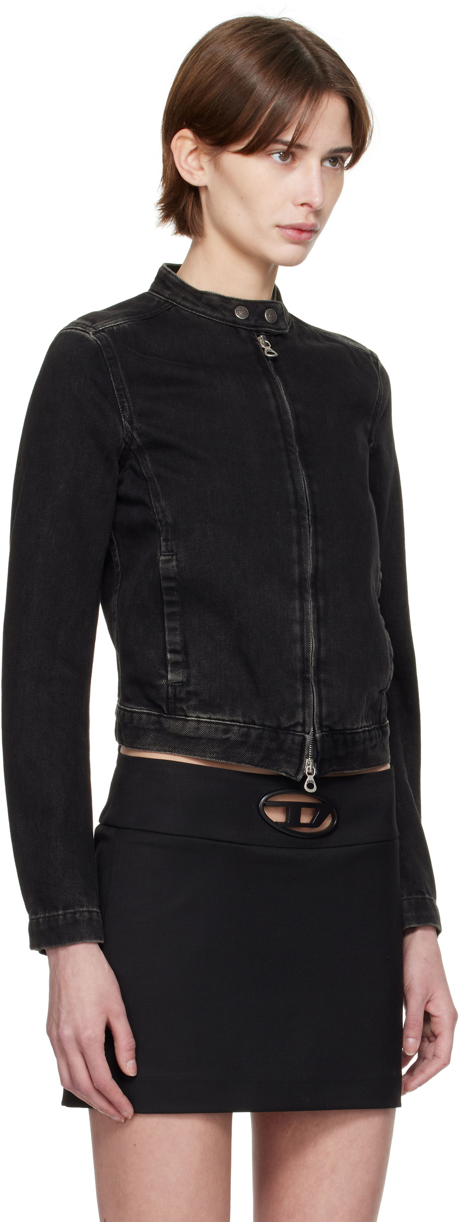 Bunda Diesel Diesel De-Morning Cropped Denim Jacket Čierna | A13434 09I35, 1