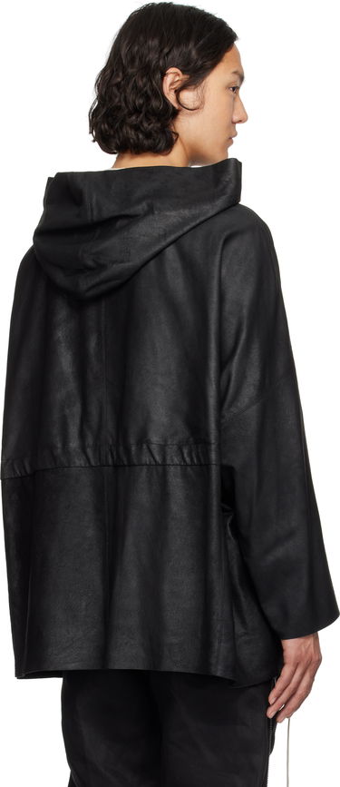Mikina Rick Owens Rick Owens Hollywood Hooded Tunic Leather Jacket Čierna | RR01E5702 LBA, 2