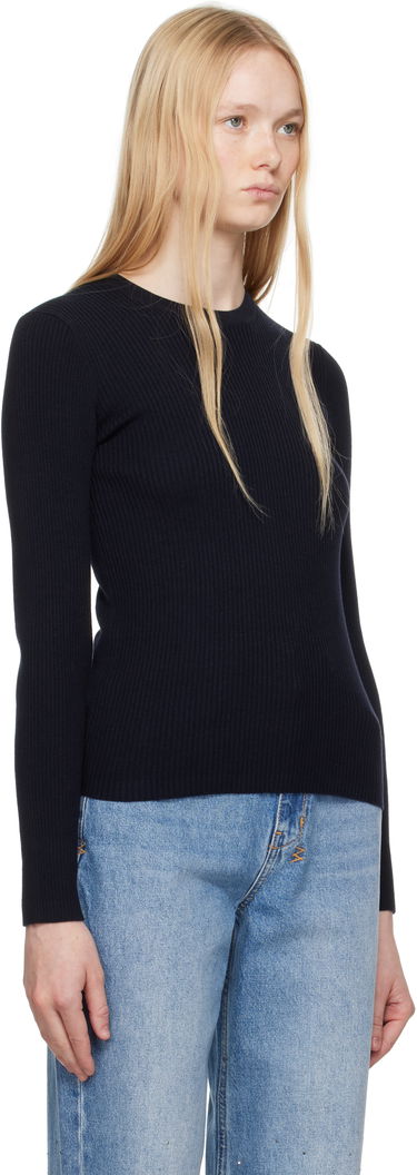 Sveter MAISON KITSUNÉ Maison Kitsuné Baby Fox Patch Fine Ribbed Sweater Čierna | OW00801KT1091, 1