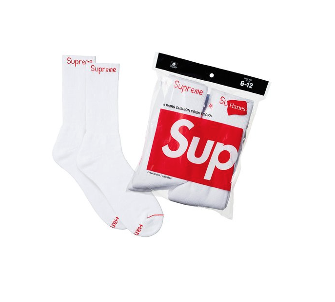 Ponožky Supreme Hanes Crew Socks Biela | SS18PRE-SS18, 0