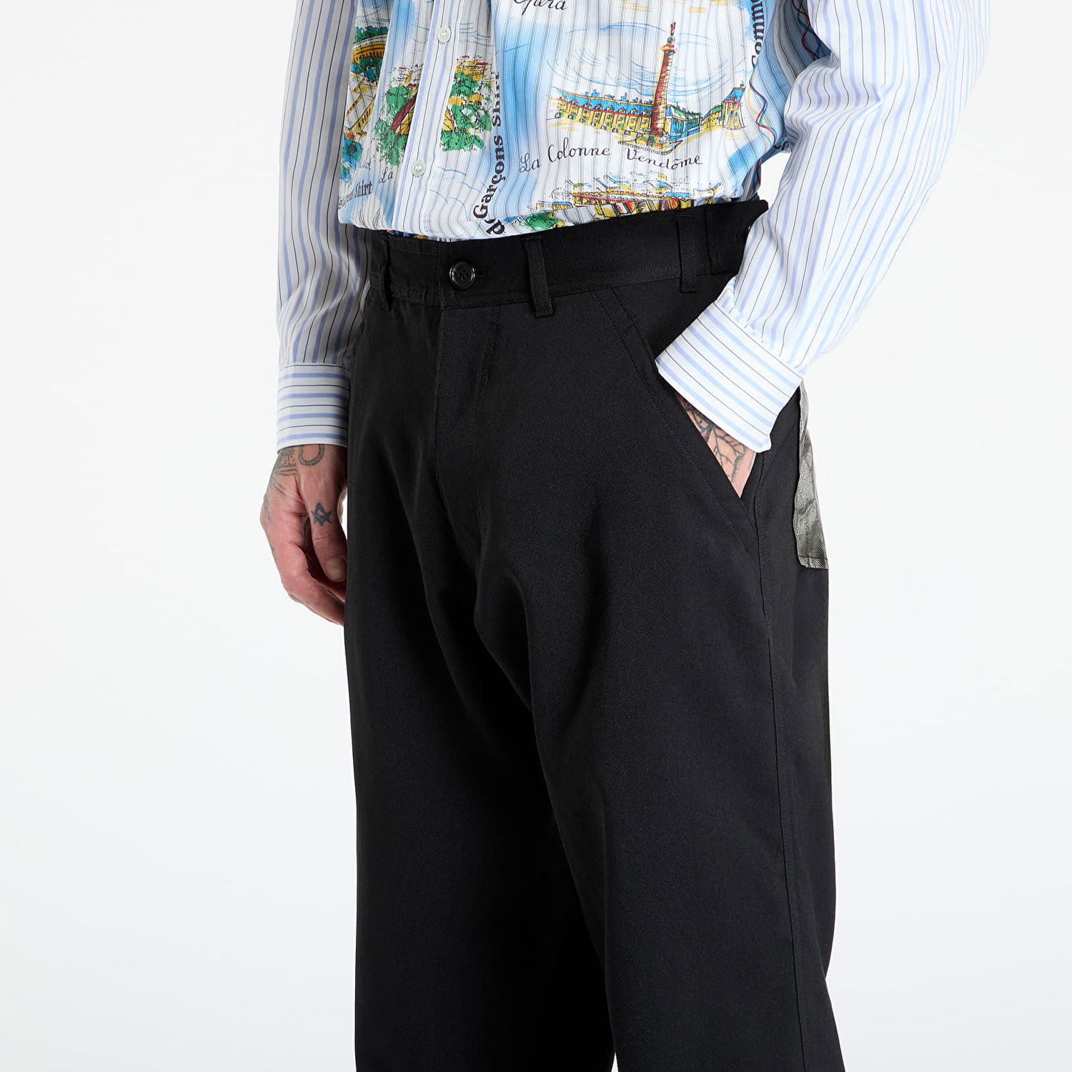 Nohavice Comme des Garçons Comme des Garçons SHIRT Trousers With Patch Pockets Čierna | FP-P501-W25 Black, 1