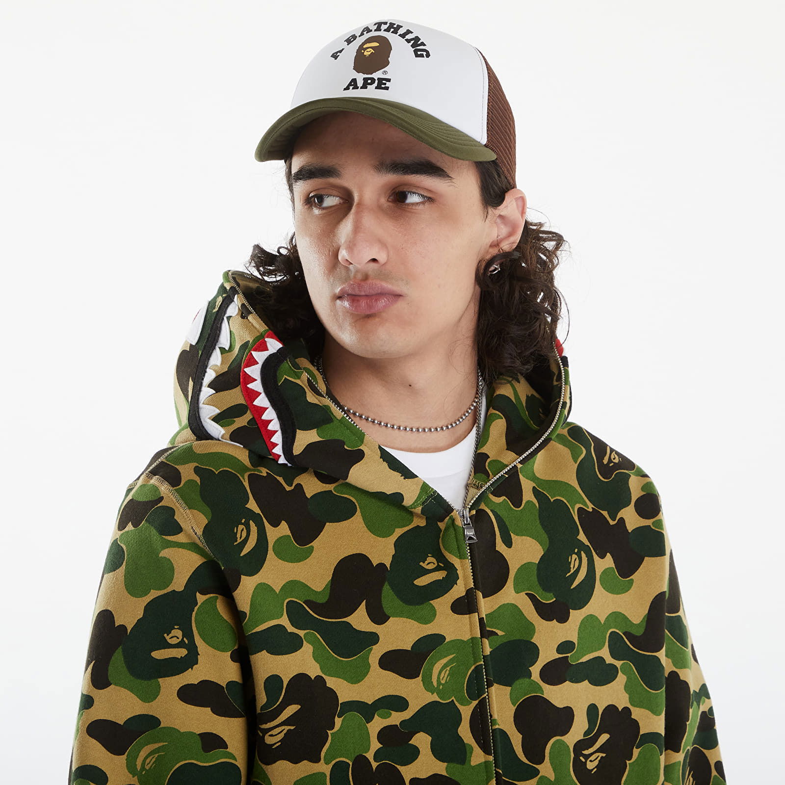 A BATHING APE Abc Camo Shark Full Zip Hoodie Green