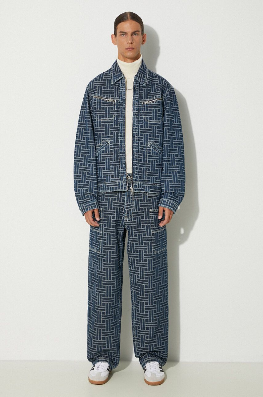 Džínsy KENZO Cargo Monkey Fit Jeans Weave Modrá | FE65DP4086J2.DD, 1