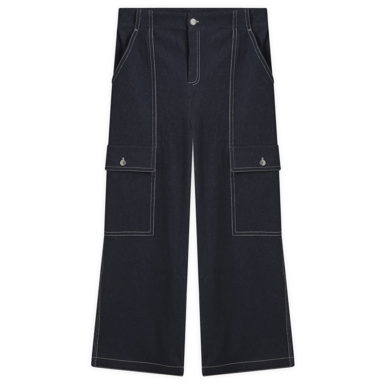 Cargo nohavice Max Mara Max Mara Colle Cargo Wide-Leg Jeans, Size Large Navy | 2511781028600-Indigo, 1