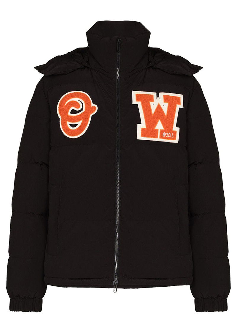 Prešívaná bunda Off-White Logo Patch Puffer Jacket Black/Orange Čierna | OMED040C99FAB0011020, 0