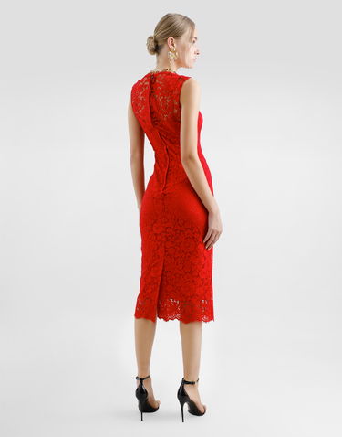 Šaty Dolce & Gabbana Dolce & Gabbana Floral Cordonetto Lace Sheath Dress Červená | F6TJTTHLMIIR0026, 2