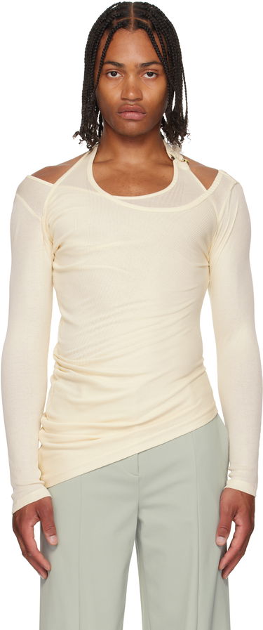 Tričko Jean Paul Gaultier Jean Paul Gaultier 'Gaultier' Piercing Detail Long Sleeve Top Béžová | 25/03-W-TO287-J000-03, 0