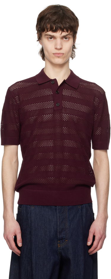 Polo tričko Dries Van Noten Dries Van Noten Open-Knit Polo Vínová | 251-021213-1701, 0