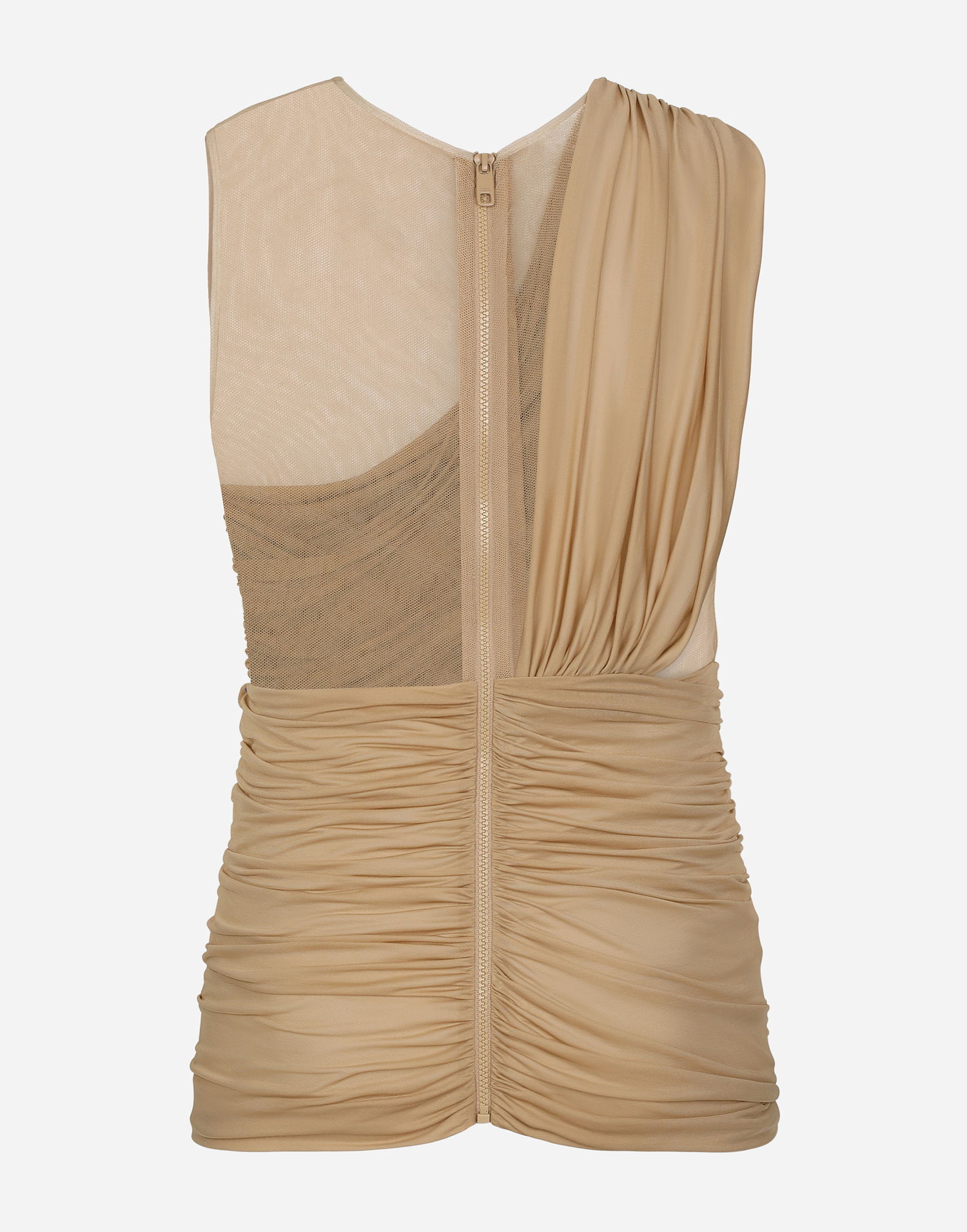 Tielko Dolce & Gabbana Stretch Tulle T-shirt With Draping Béžová | G8RW3TG7M7SS9000, 1