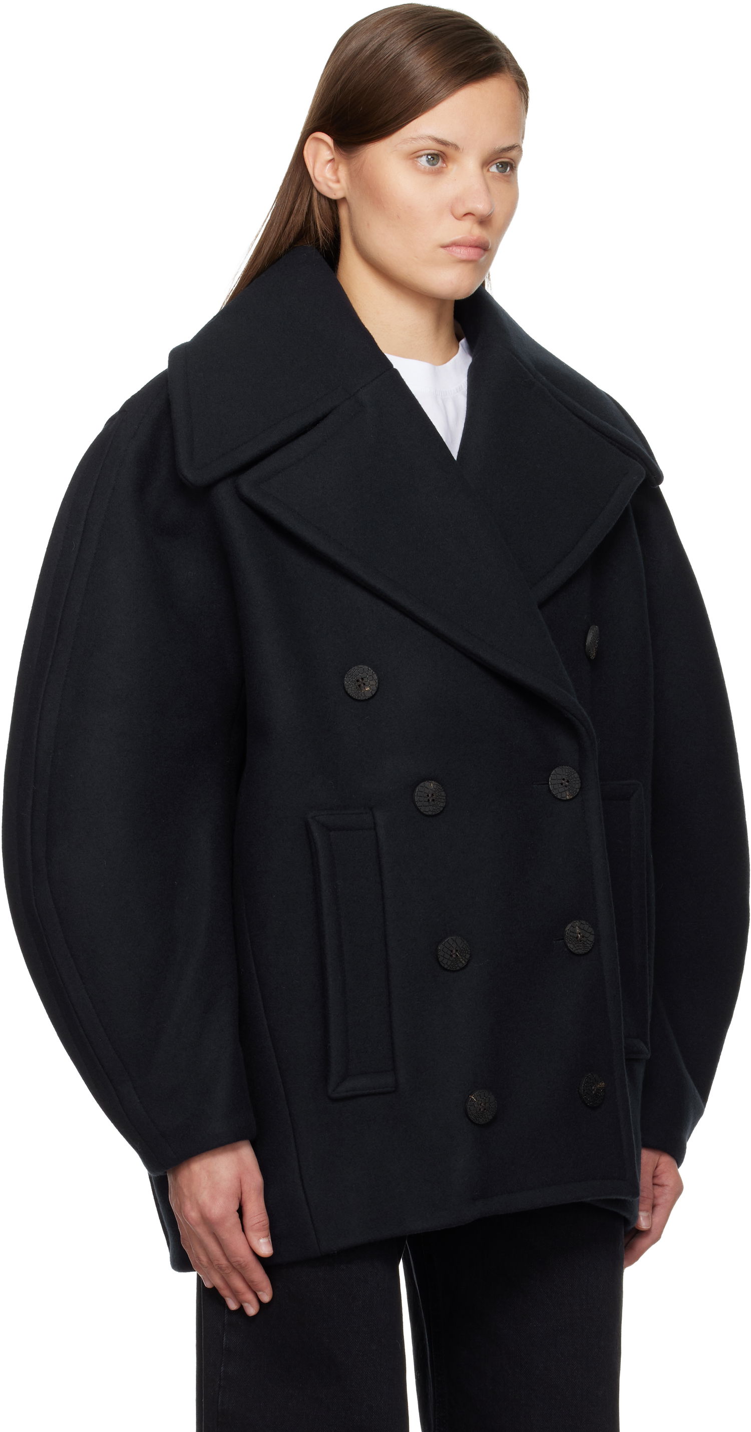 Kabáty Jacquemus 'The Ovalo' Double-Breasted Wool Peacoat Čierna | 25HCOW00103AW00429, 1