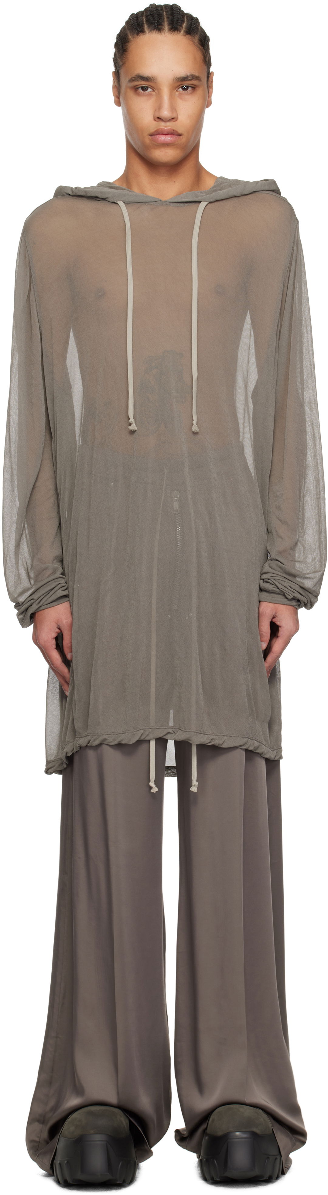 Sveter Rick Owens Rick Owens Hollywood Viscose Crepe Jersey Hoodie Šedá | RR01E5285 JCR, 0